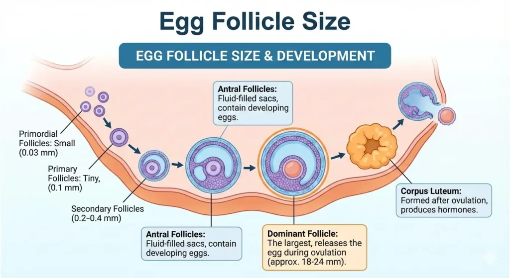 normal egg follicle size for conceiving