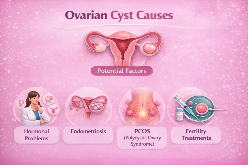ovarian cyst meaning in hindi and its causes