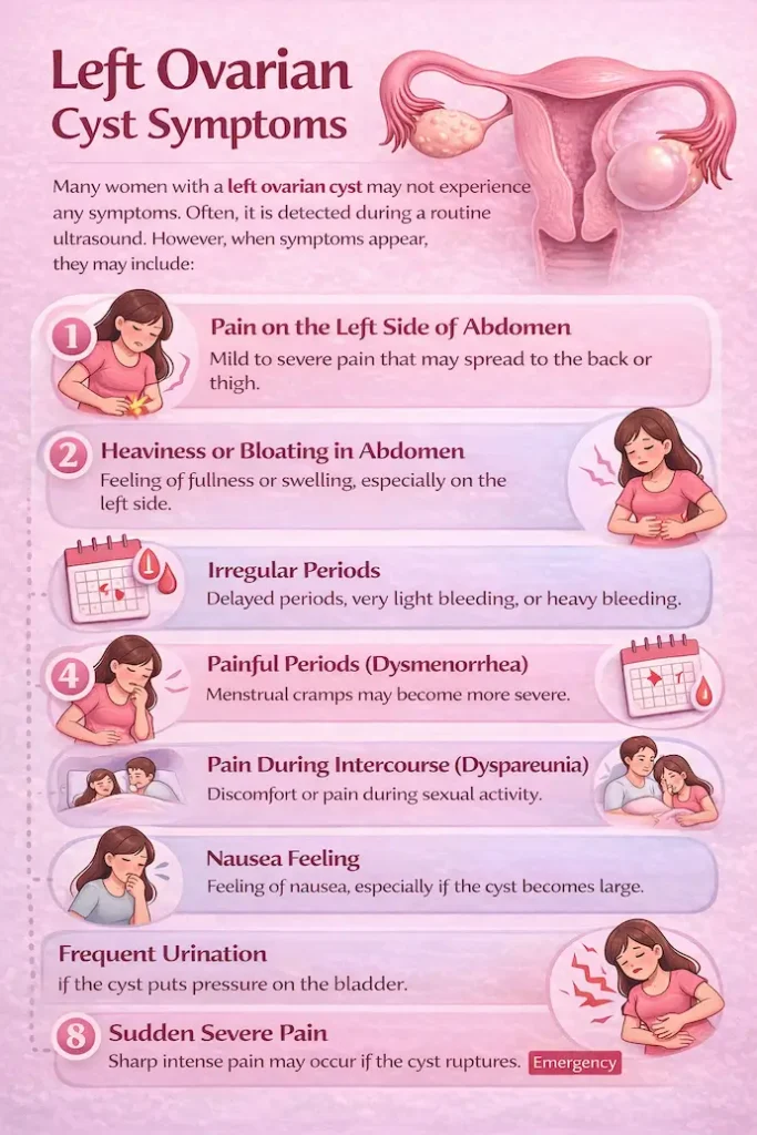 Left Ovarian Cyst के लक्षण